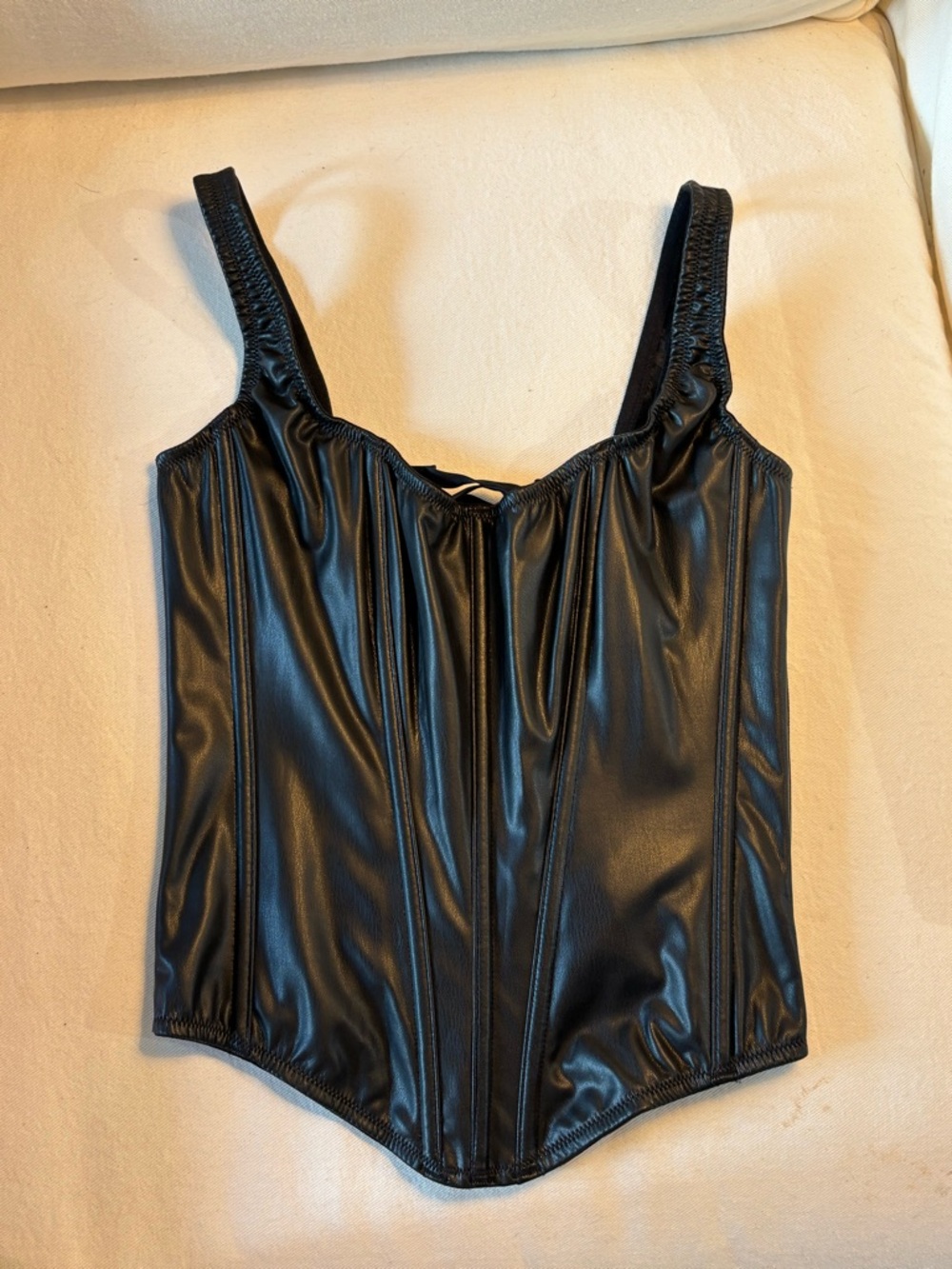 Victoria's Secret Black Faux Leather Corset Top
